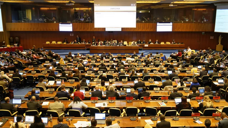 View of a session of the Governing Body of the International Labour Organization. 