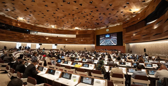 view of the workers' group in room XIX of the palais