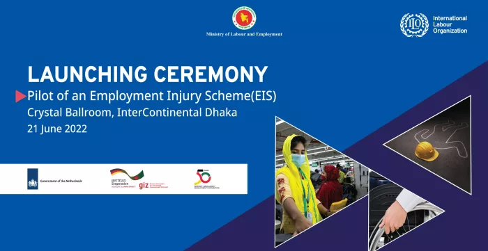 Launch banner of the Bangladesh employment injury scheme