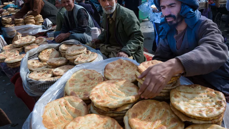 Selling bread on the streets of Kabul, Afghanistan