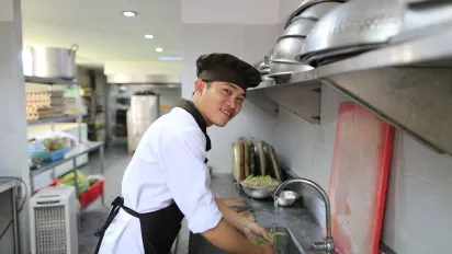 A young cook in a hotel in Bình Thuận, VietNam